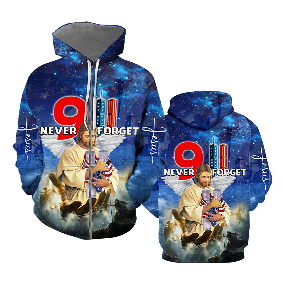 God Jesus Bless 911 Day Never Forget - Hoodie