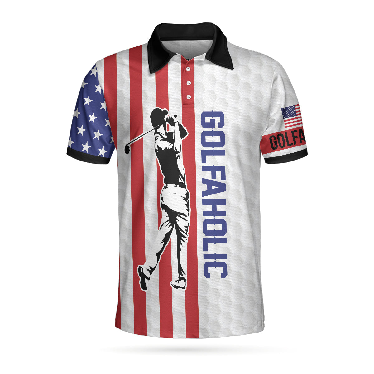 Your Hole Is My Goal Golfaholic American Flag Polo Shirt For Men