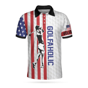 Your Hole Is My Goal Golfaholic American Flag Polo Shirt For Men