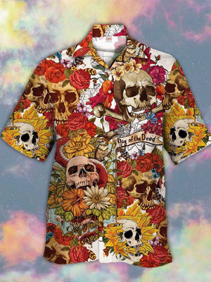 Life Style Summer Floral Skull Printing - Hawaiian Shirt