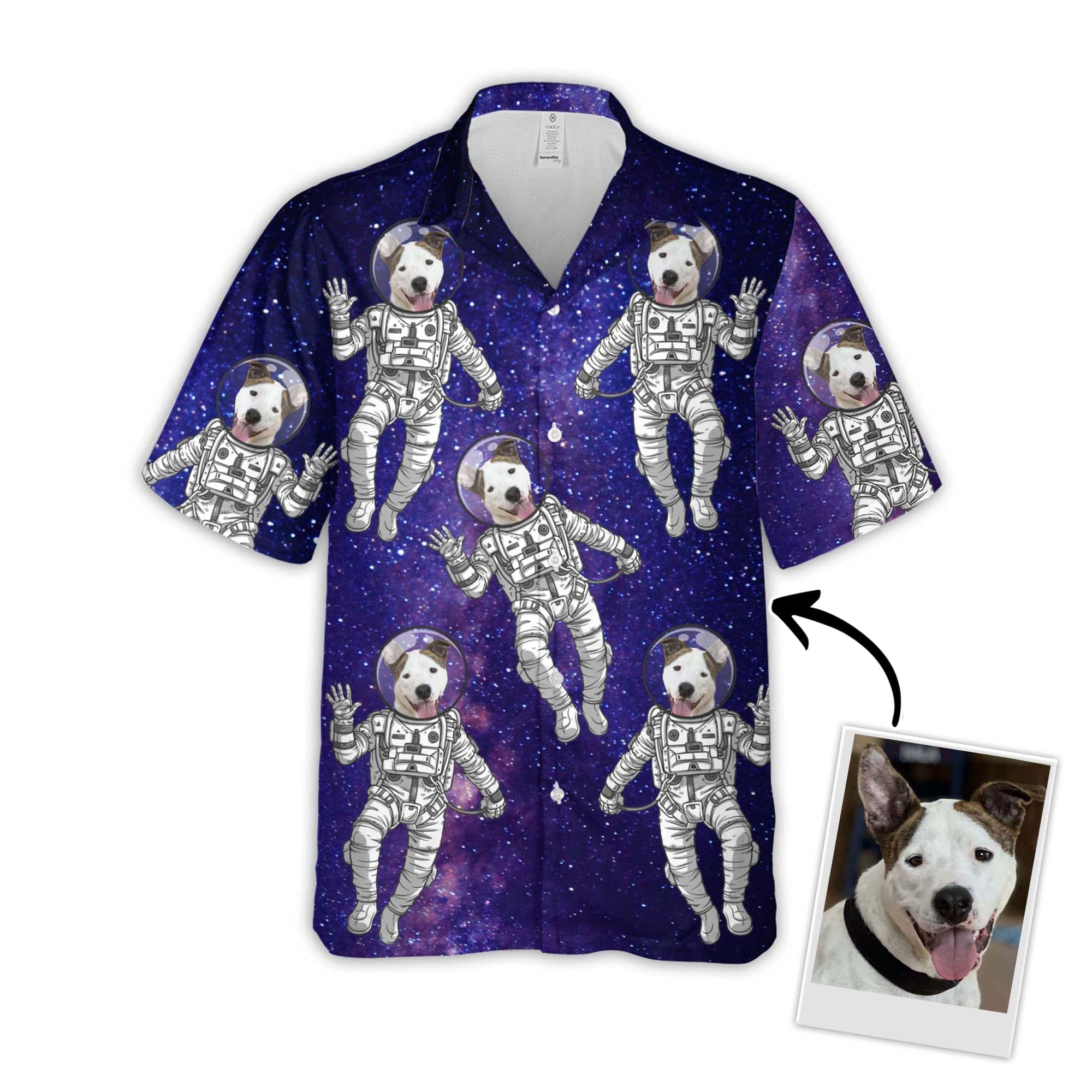 Custom Photo Galaxy Pattern - Gift For Puppy Lovers - Personalized Hawaiian Shirt