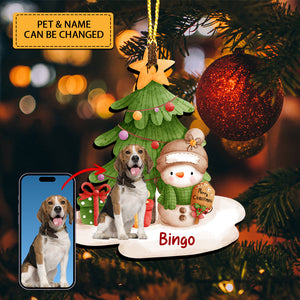 Christmas Tree And Pet - Gift For Pet Lover - Personalized Photo Custom Shaped Wooden Ornament