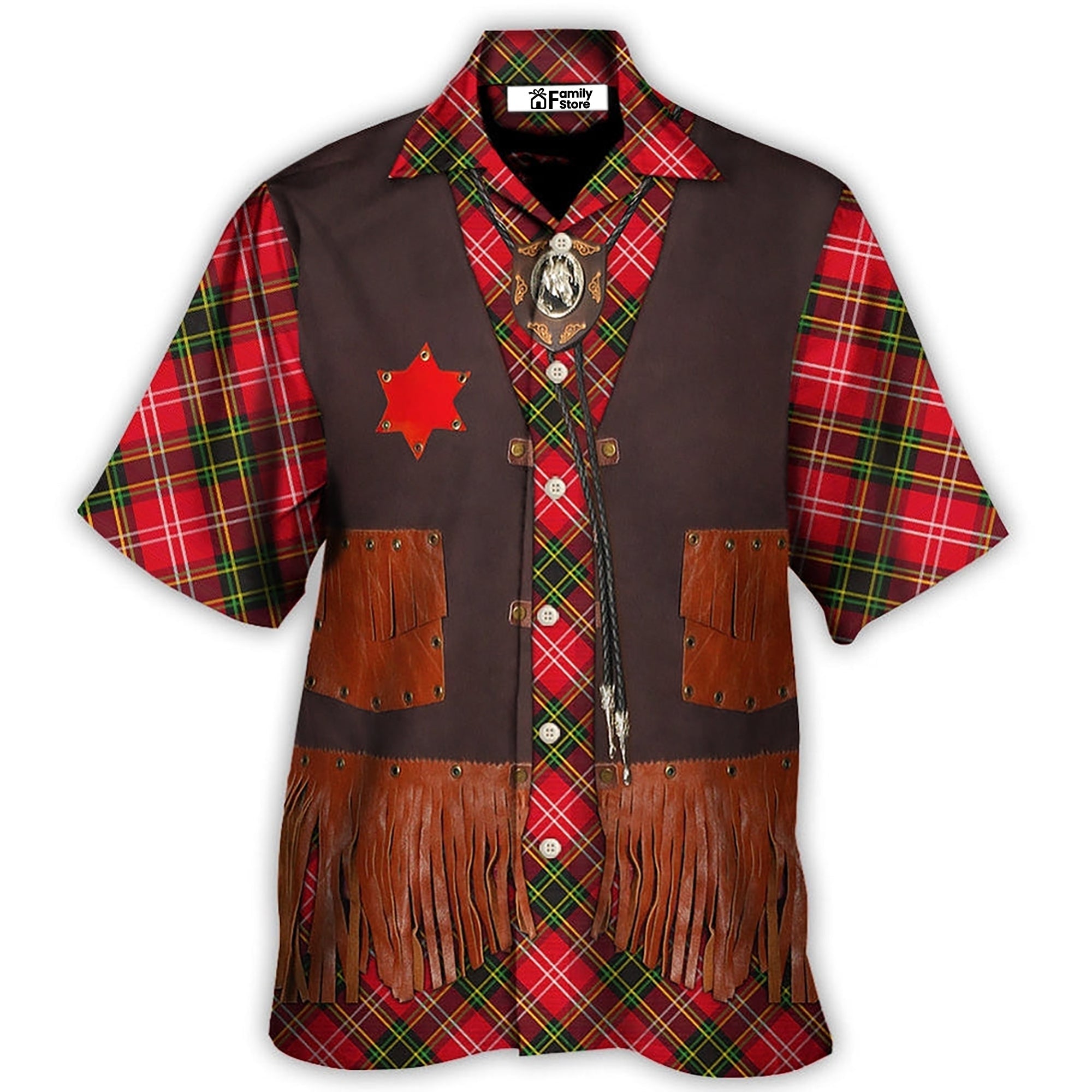 Christmas Santa Cowboy Vintage Style Costume Cosplay - Hawaiian Shirt