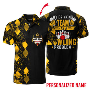 Avis89 Personalized My Drinking Team Bowling Polo Shirt For Men