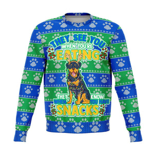 Rottweiler They Know When You Have Snacks Christmas Ugly Sweater