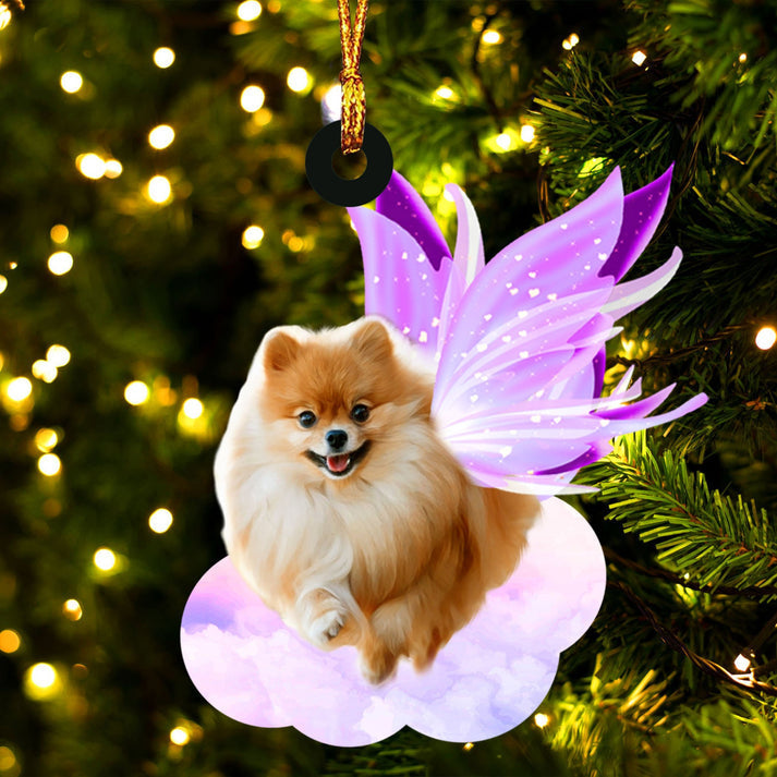 Gold Pomeranian And Wings Ornament - Gift For Dog Lover