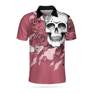 Golf Pink Skull Ladies Polo Shirt For Men