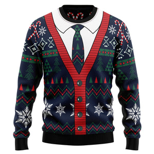 Dark Blue Cardigan Ugly Christmas Sweater