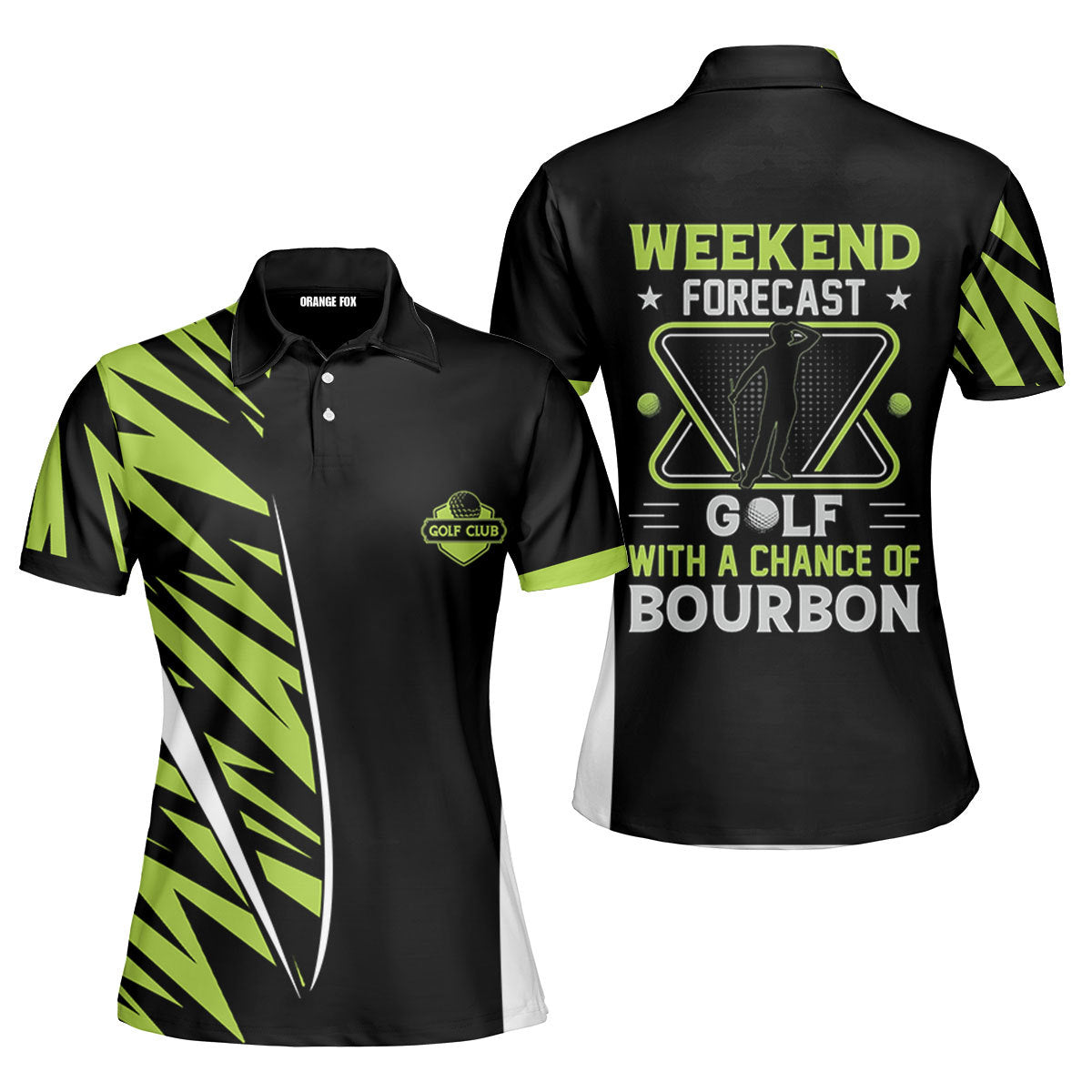 Weekend Forecast Golf With Chance Of Bourbon Green Black Polo Shirt For Women