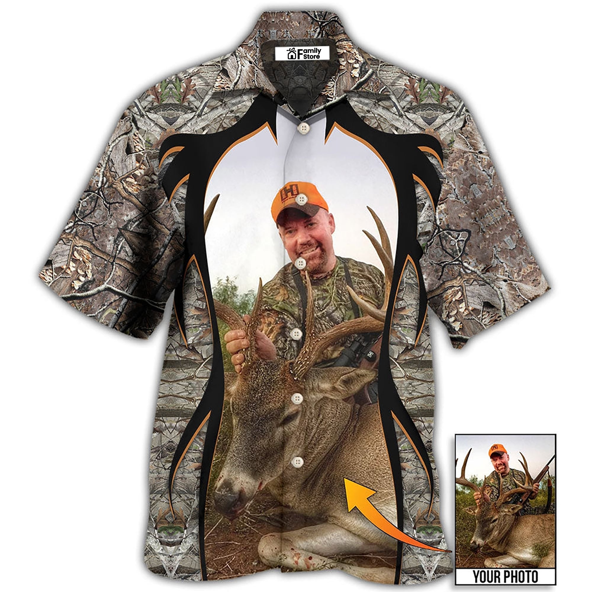 Custom Photo Cool Pattern - For Hunting Lovers - Personalized Hawaiian Shirt