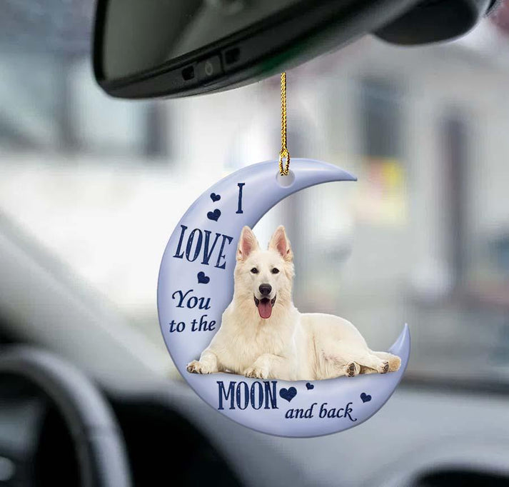 White German Shepherd Moon Back Two Sided Ornament Cus