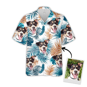 Custom Photo Leaves Pattern - Gift For Pet Lovers - Personalized Hawaiian Shirt