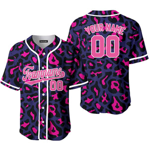 Personalized Pinky Leopard Pink And White Baseball Tee Jersey