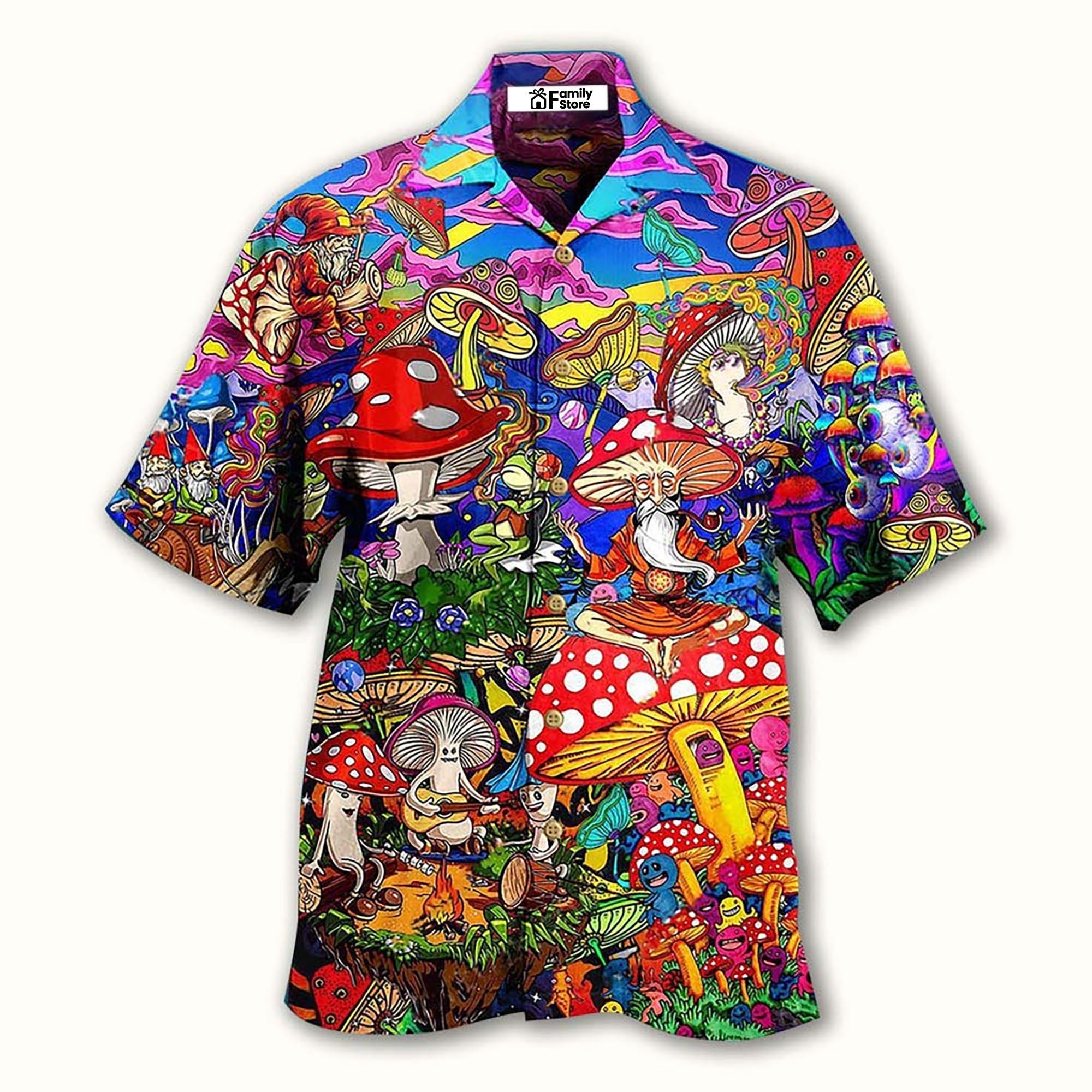 Hippie Mushroom Happy Together - Hawaiian Shirt