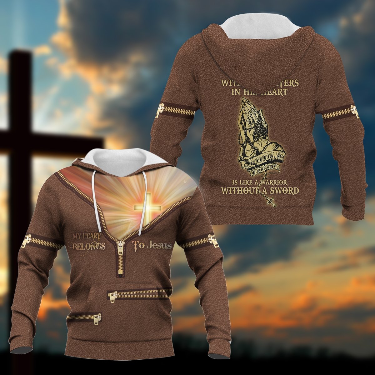 My Heart Belongs To Jesus Like A Warior Without A Sword - Hoodie