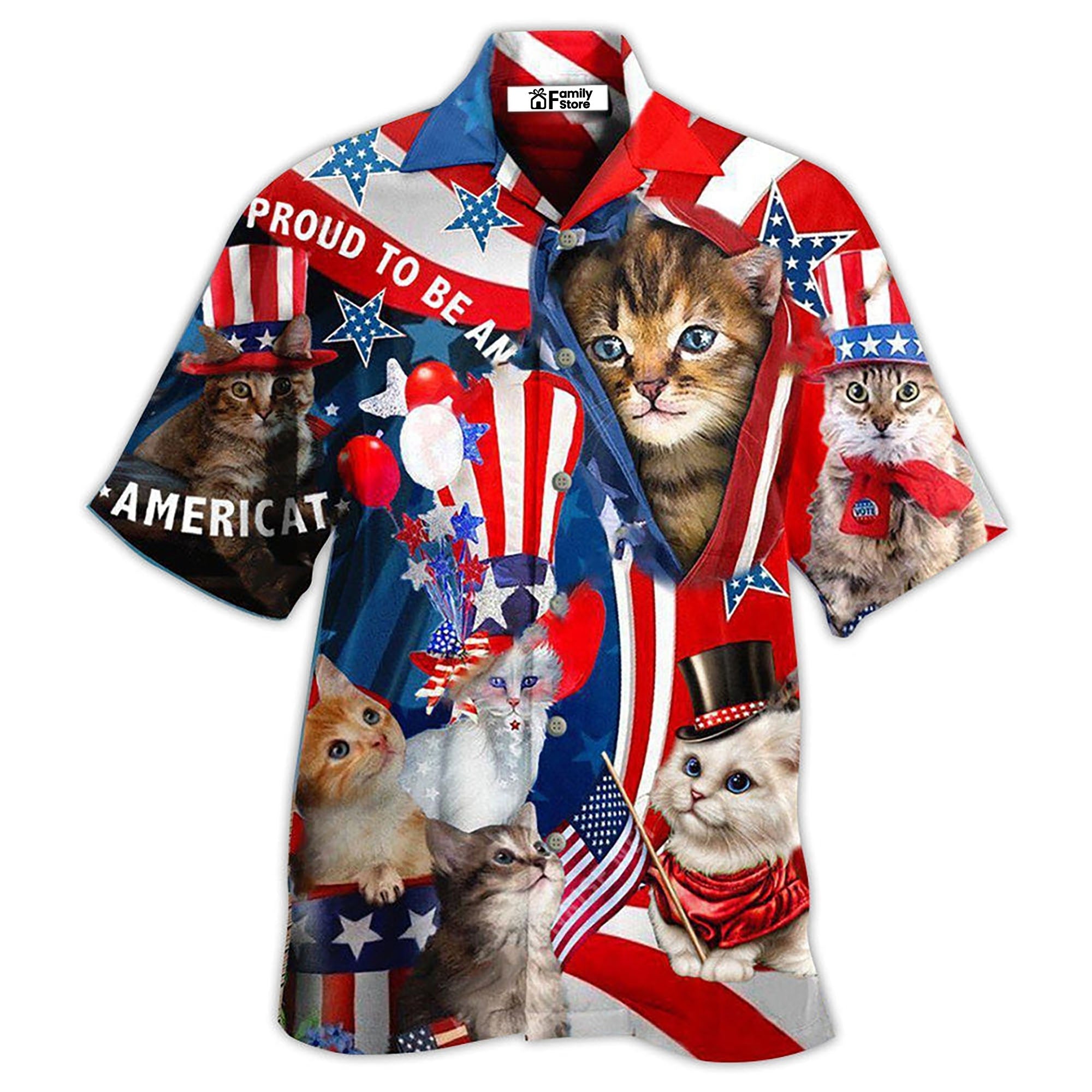 America Proud To Be An Cat - Gift For Cat Lovers - Hawaiian Shirt