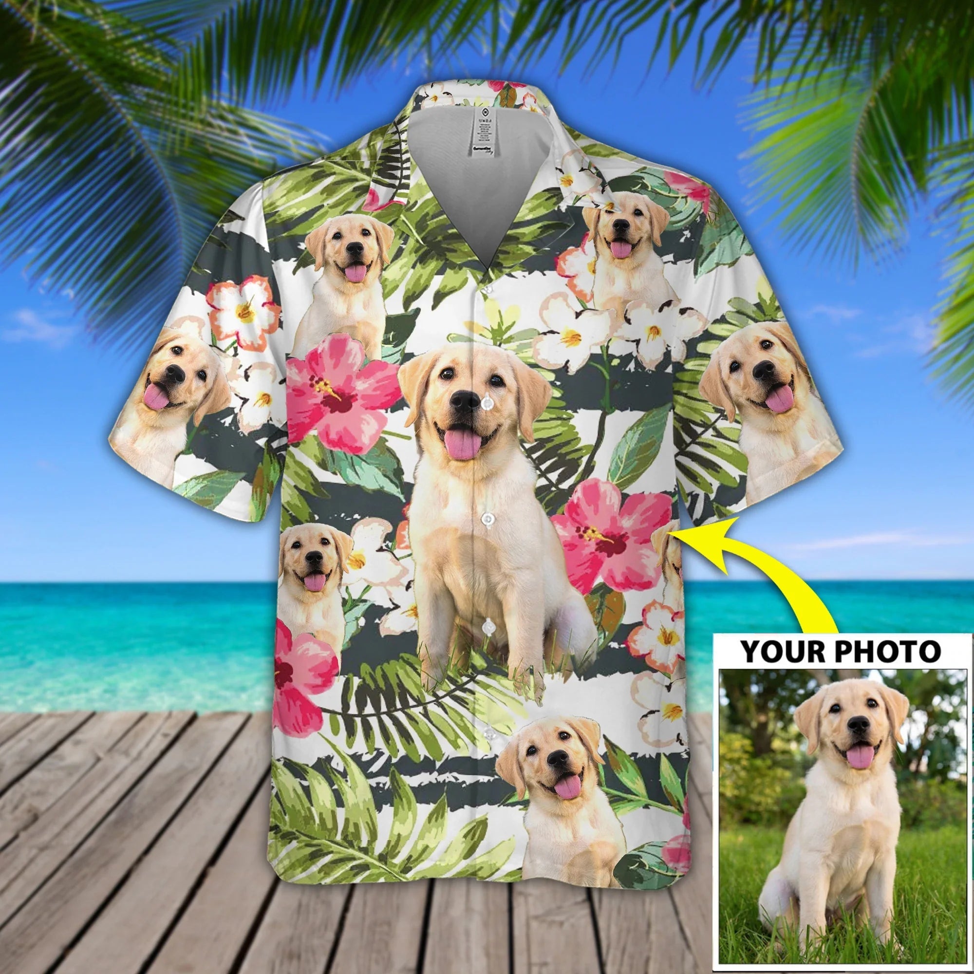 Custom Photo Image Dog Flower - Personalized Hawaiian Shirt