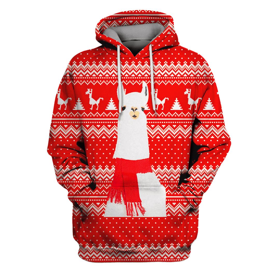 Christmas Red Alpaca Red Color - Hoodie 