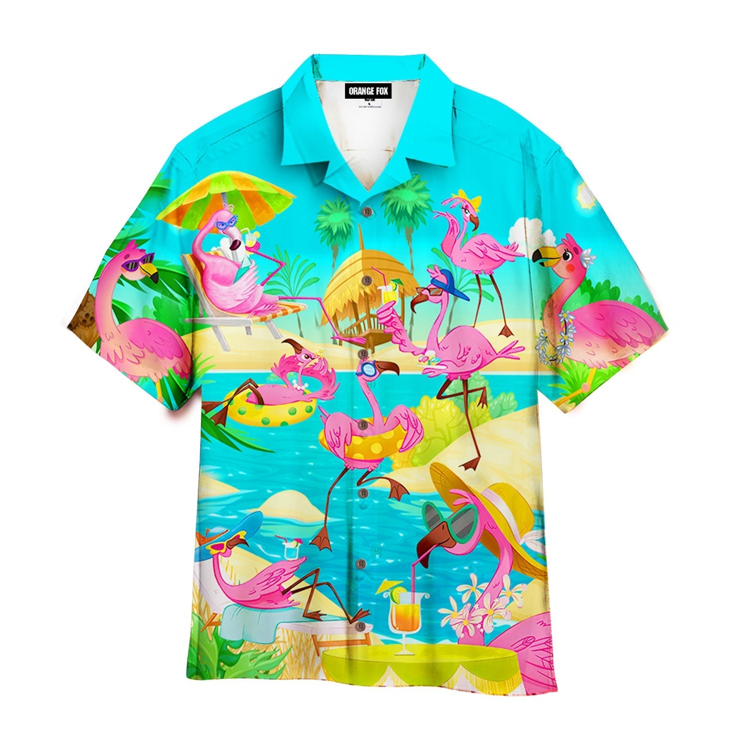 Pink Flamingo On The Beach Summer Hawaiian Shirt For Men & Women