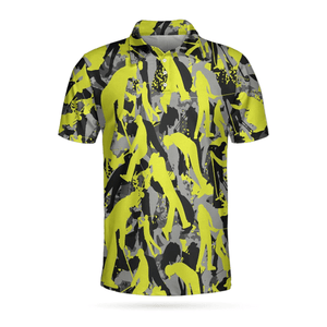 Golf Camo Light Green Pattern Golf Polo Shirt For Men