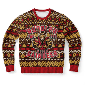 Muscle Rudolph The Red Nosed Gaindeer Ugly Christmas Sweater