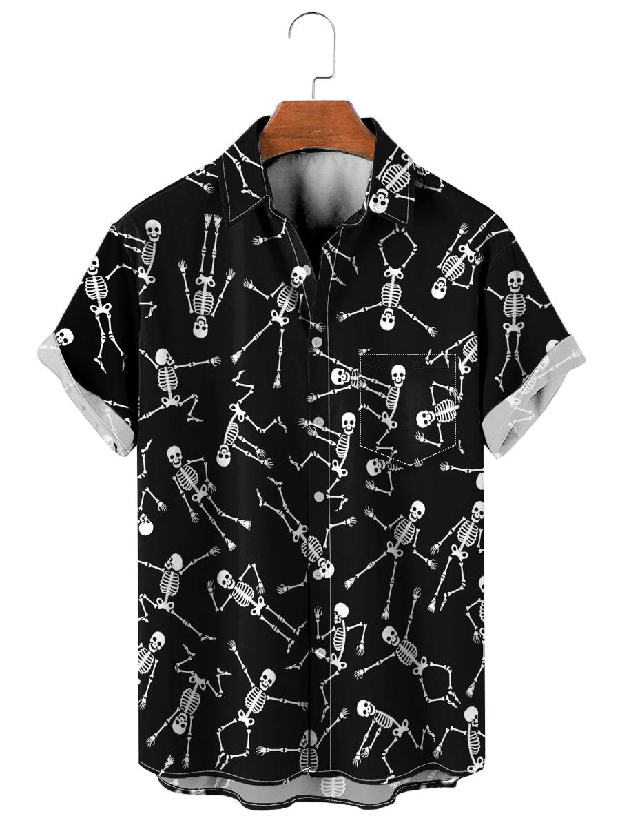 Yoga Skeleton Print Black - Hawaiian Shirt