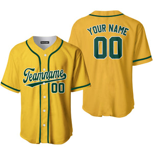 Personalized Kelly Green White And Gold Baseball Tee Jersey