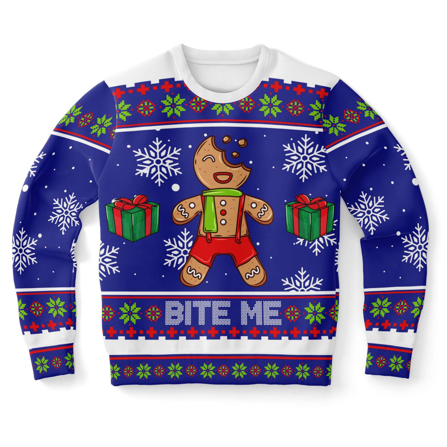 FamilyStore Funny Bite Me Gingerbread Ugly Christmas Sweater