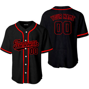 Personalized Black Snakeskin Red Baseball Tee Jersey
