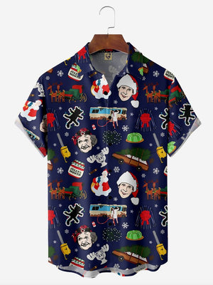 Christmas Reindeer Cat Saw And Pine Tree On The Car - Hawaiian Shirt