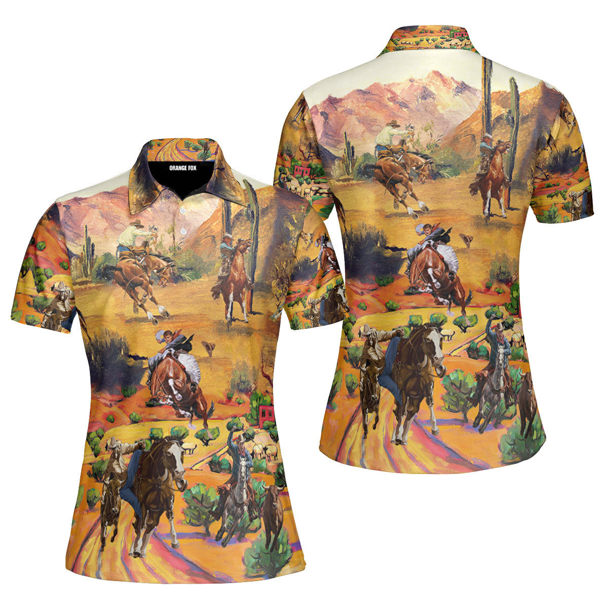 Cowboy Cowgirl Retro Horse Riding Polo Shirt For Women