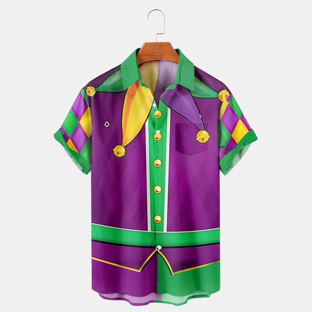 Mardi Gras Purple Joker Cosplay Costume - Hawaiian Shirt