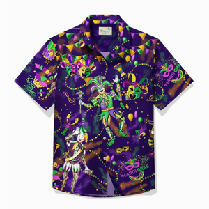 Mardi Gras Mask Clown & Tops - Gift For Family, Friends - Hawaiian Shirt