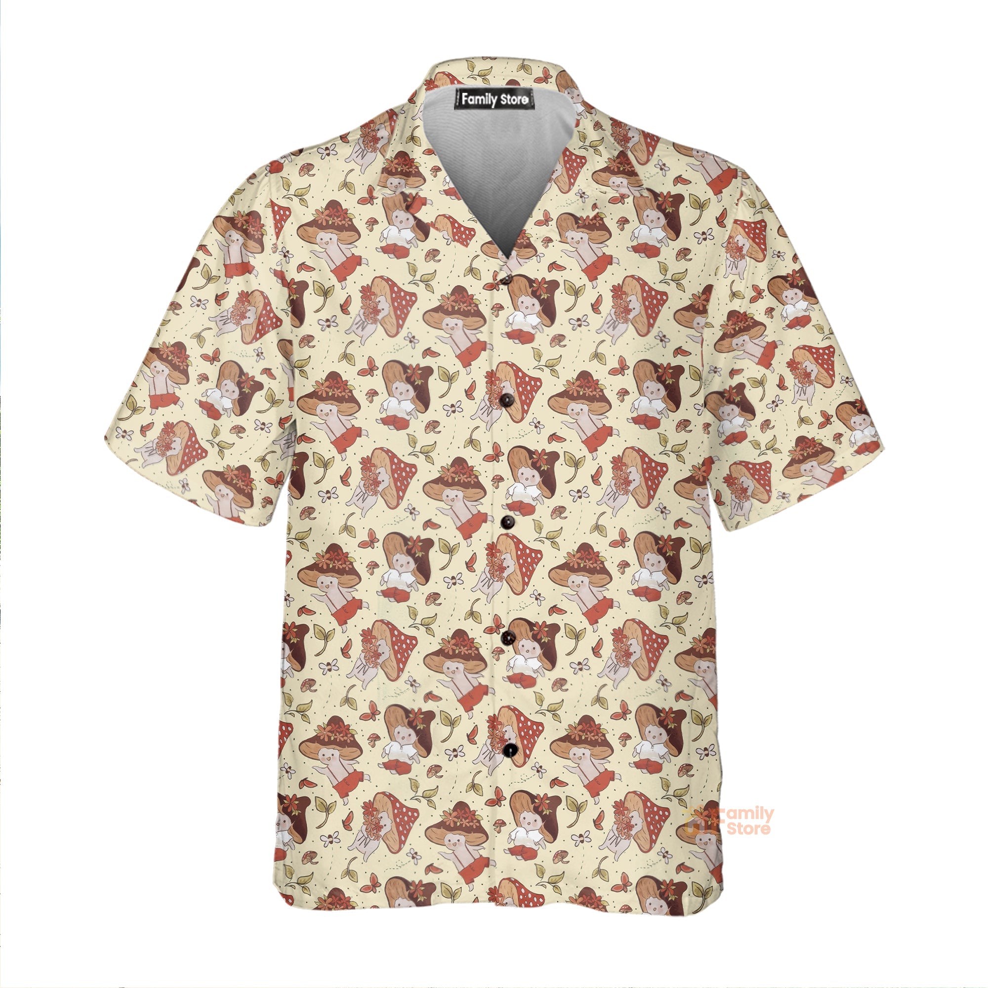 Psychedelic Pattern Cute Mushroom - Hawaiian Shirt