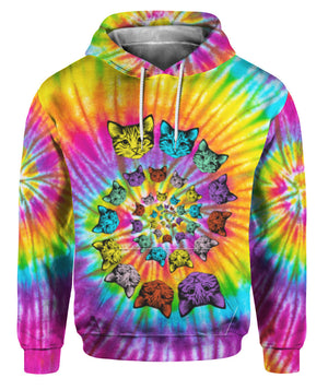 Tie Dye Hippie Cat Cute - Hoodie