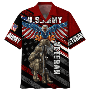 Wingspan Eagle Us Army Veteran  Red - Hawaiian Shirt