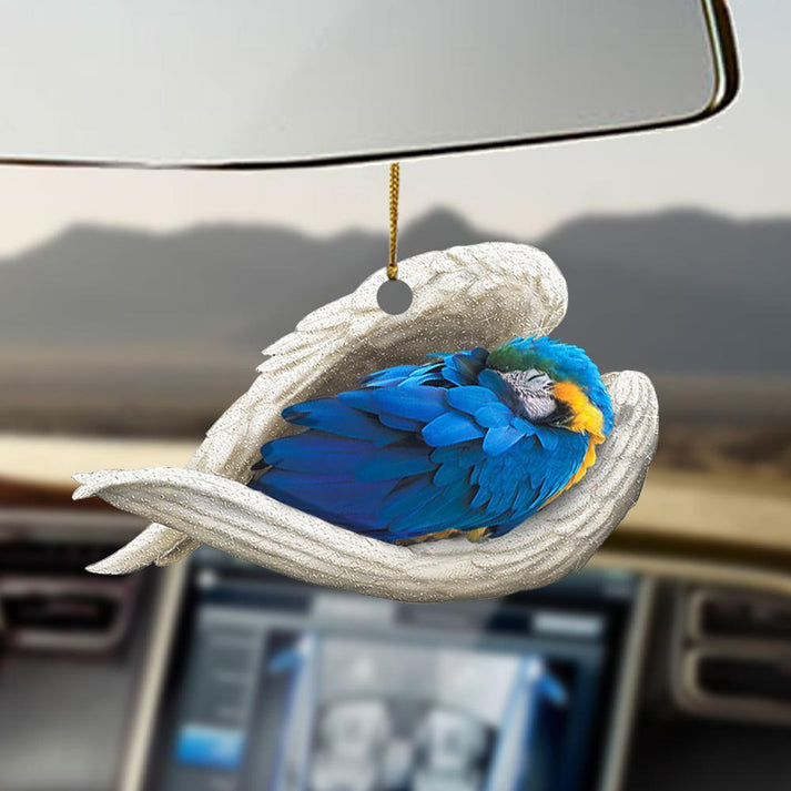 Blue And Gold Macaw Sleeping Angel Ornament - Gift For Bird Lover