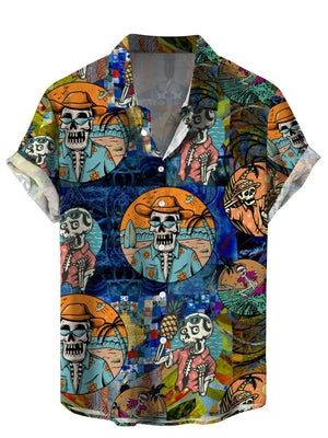 Skull Skeletons On Vacation - Hawaiian Shirt