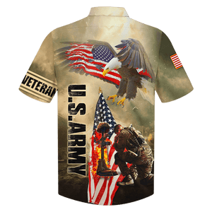 Us Amry Soldier, Gun And Eagle - Hawaiian Shirt