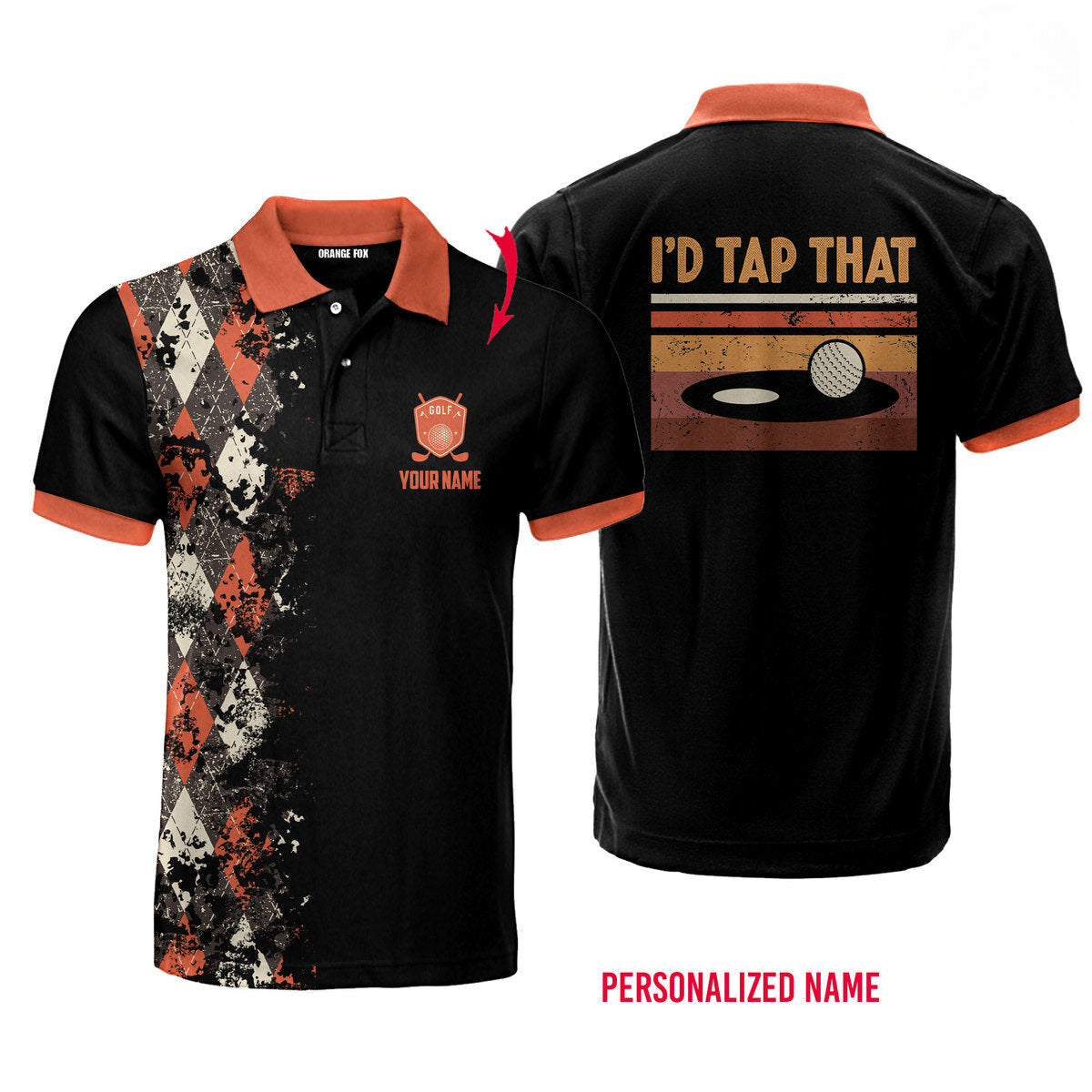 Custom Name I'd Tap That Vintage Retro Golf - Personalized Men Polo Shirt