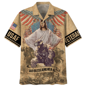 Air Force God Bless America Jesus - For Men And Women - Hawaiian Shirt