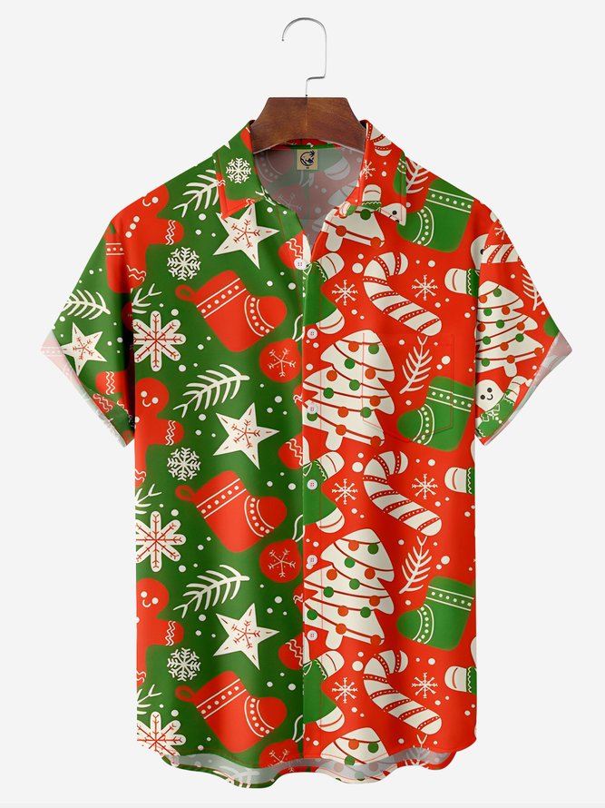 Christmas Pine Tree, Socks And Snowflake - Hawaiian Shirt