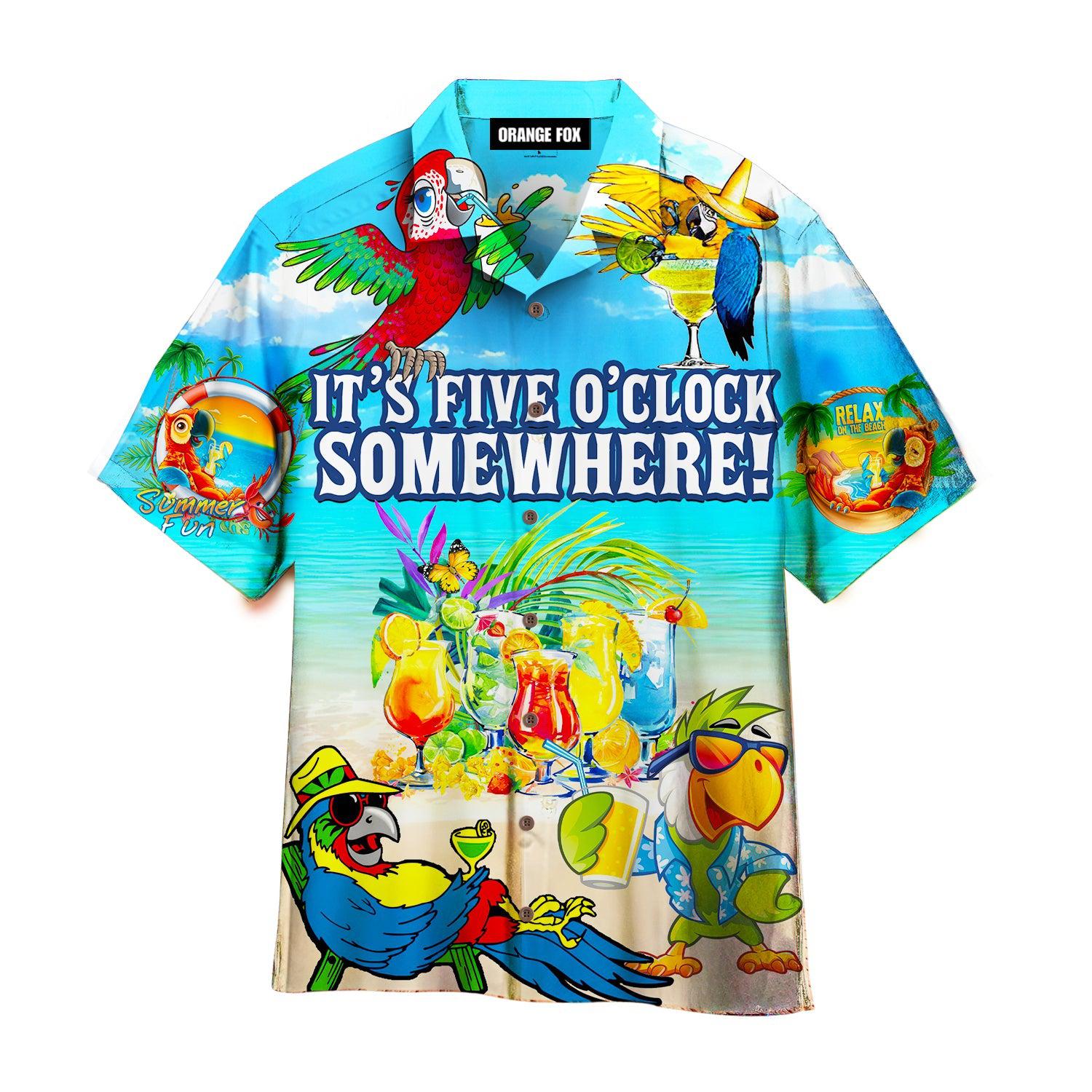Parrot It's 5 O'Clock Somewhere Summer Hawaiian Shirt For Men & Women