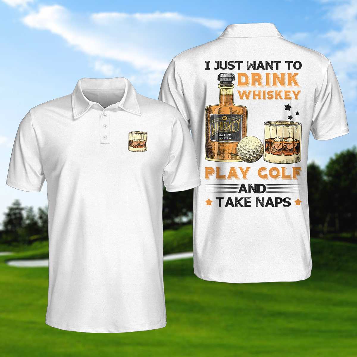 Golf Whisky And Take Naps Polo Shirt For Men