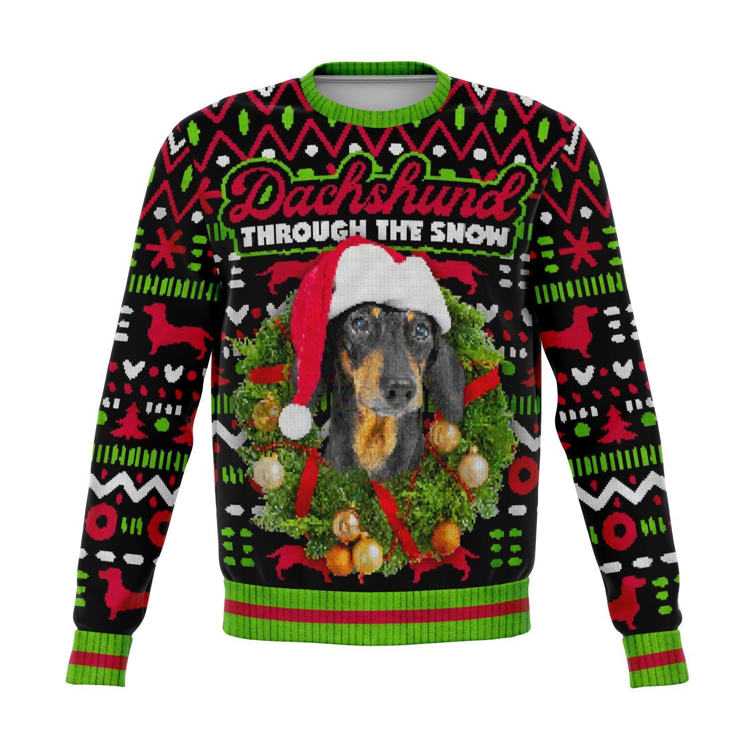 Dachshund Through The Snow Christmas Ugly Sweater