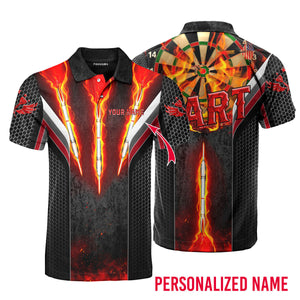 Custom Name Dart Fire - Personalized Men Polo Shirt