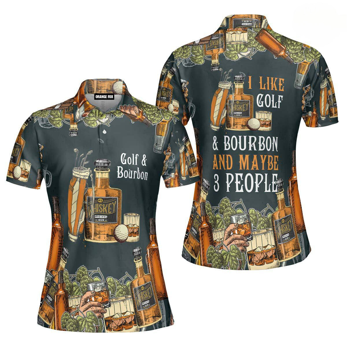 I Like Golf And Bourbon Drinking Golfing Polo Shirt For Women