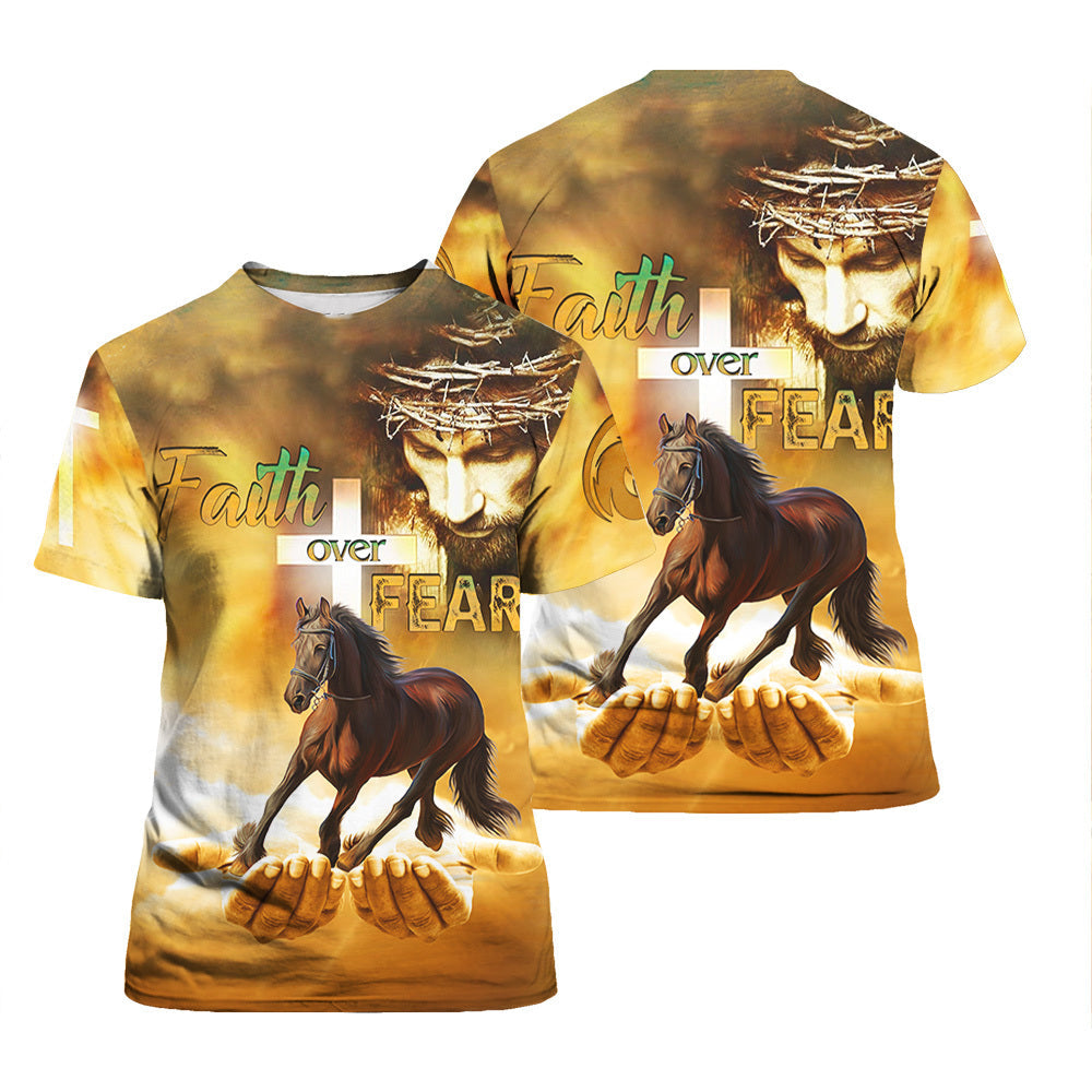 Jesus Horse Faith Over Fear T-Shirt For Men & Women