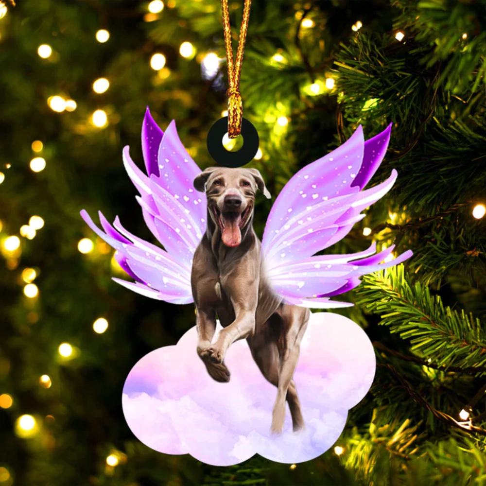 Weimaraner And Wings Ornament - Gift For Dog Lover