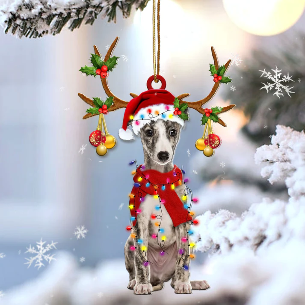 Whippet Reindeer Shape Ornament - Gift For Dog Lover